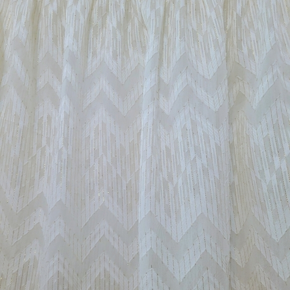 Stella & Dot Maette "Lyla" Sheer Off White‎ Chevron Metallic Blouse Top, Size M - Picture 4 of 8
